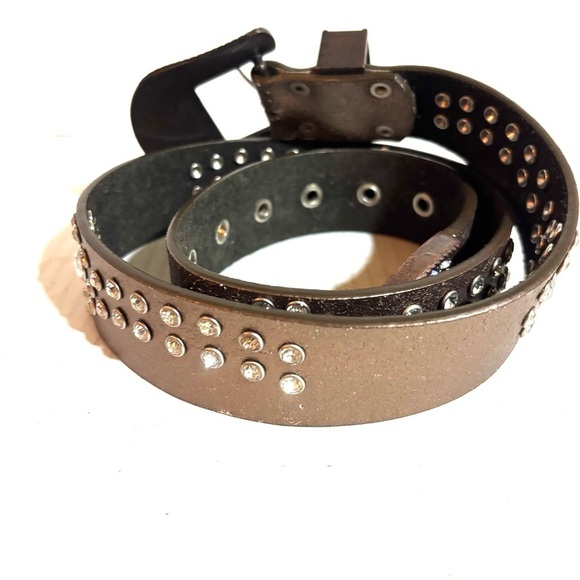 Cuir veritable size S 32 rose gold leather Studded Belt with Silver Details main image 2